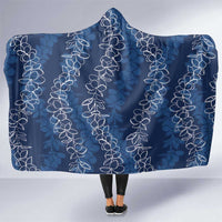 Hawaii Plumeria Lei Hooded Blanket Aloha Festive Vibe - Navy Blue LT7 One Size Navy Blue - Polynesian Pride