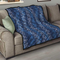 Hawaii Plumeria Lei Quilt Aloha Festive Vibe - Navy Blue