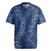 Hawaii Plumeria Lei Rugby Jersey Aloha Festive Vibe - Navy Blue LT7 Navy Blue - Polynesian Pride