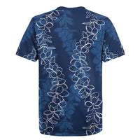 Hawaii Plumeria Lei Rugby Jersey Aloha Festive Vibe - Navy Blue LT7 - Polynesian Pride