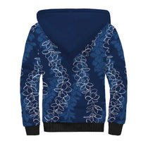 Hawaii Plumeria Lei Sherpa Hoodie Aloha Festive Vibe - Navy Blue LT7 - Polynesian Pride