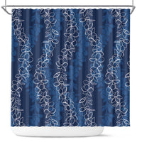 Hawaii Plumeria Lei Shower Curtain Aloha Festive Vibe - Navy Blue LT7 Navy Blue - Polynesian Pride