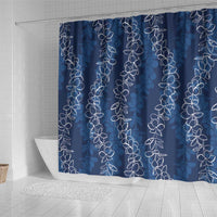 Hawaii Plumeria Lei Shower Curtain Aloha Festive Vibe - Navy Blue LT7 - Polynesian Pride
