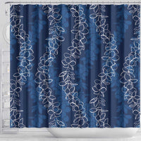 Hawaii Plumeria Lei Shower Curtain Aloha Festive Vibe - Navy Blue LT7 - Polynesian Pride