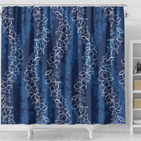 Hawaii Plumeria Lei Shower Curtain Aloha Festive Vibe - Navy Blue LT7 - Polynesian Pride