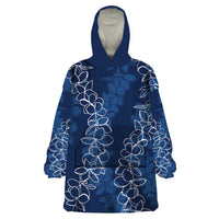 Hawaii Plumeria Lei Wearable Blanket Hoodie Aloha Festive Vibe - Navy Blue LT7 One Size Navy Blue - Polynesian Pride