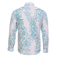 Hawaii Plumeria Lei Family Matching Off The Shoulder Long Sleeve Dress and Hawaiian Shirt Aloha Festive Vibe - Turquoise