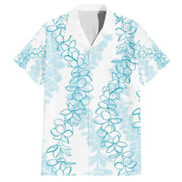 Hawaii Plumeria Lei Family Matching Off Shoulder Maxi Dress and Hawaiian Shirt Aloha Festive Vibe - Turquoise