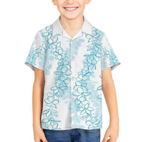 Hawaii Plumeria Lei Family Matching Off Shoulder Short Dress and Hawaiian Shirt Aloha Festive Vibe - Turquoise LT7 Son's Shirt Turquoise - Polynesian Pride