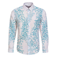 Hawaii Plumeria Lei Family Matching Puletasi and Hawaiian Shirt Aloha Festive Vibe - Turquoise