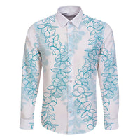 Hawaii Plumeria Lei Family Matching Short Sleeve Bodycon Dress and Hawaiian Shirt Aloha Festive Vibe - Turquoise