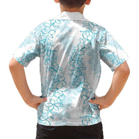 Hawaii Plumeria Lei Family Matching Tank Maxi Dress and Hawaiian Shirt Aloha Festive Vibe - Turquoise