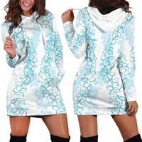 Hawaii Plumeria Lei Hoodie Dress Aloha Festive Vibe - Turquoise LT7 - Polynesian Pride
