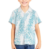 Hawaii Plumeria Lei Kid Hawaiian Shirt Aloha Festive Vibe - Turquoise