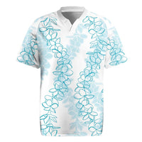 Hawaii Plumeria Lei Rugby Jersey Aloha Festive Vibe - Turquoise LT7 Turquoise - Polynesian Pride