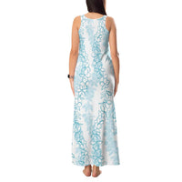 Hawaii Plumeria Lei Tank Maxi Dress Aloha Festive Vibe - Turquoise LT7 - Polynesian Pride