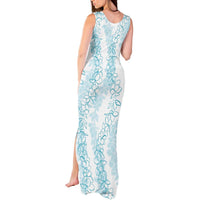 Hawaii Plumeria Lei Tank Maxi Dress Aloha Festive Vibe - Turquoise LT7 - Polynesian Pride