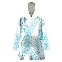 Hawaii Plumeria Lei Wearable Blanket Hoodie Aloha Festive Vibe - Turquoise LT7 One Size Turquoise - Polynesian Pride