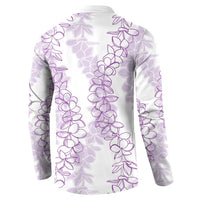Hawaii Plumeria Lei Button Sweatshirt Aloha Festive Vibe - Amethyst LT7 - Polynesian Pride