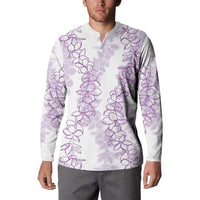 Hawaii Plumeria Lei Button Sweatshirt Aloha Festive Vibe - Amethyst LT7 - Polynesian Pride
