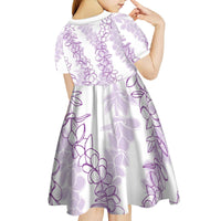 Hawaii Plumeria Lei Kid Short Sleeve Dress Aloha Festive Vibe - Amethyst