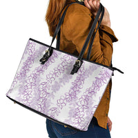 Hawaii Plumeria Lei Leather Tote Bag Aloha Festive Vibe - Amethyst LT7 - Polynesian Pride