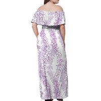 Hawaii Plumeria Lei Off Shoulder Maxi Dress Aloha Festive Vibe - Amethyst LT7 - Polynesian Pride