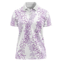 Hawaii Plumeria Lei Women Polo Shirt Aloha Festive Vibe - Amethyst LT7 Female Amethyst - Polynesian Pride