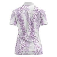 Hawaii Plumeria Lei Women Polo Shirt Aloha Festive Vibe - Amethyst LT7 - Polynesian Pride