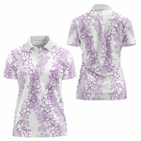 Hawaii Plumeria Lei Women Polo Shirt Aloha Festive Vibe - Amethyst LT7 - Polynesian Pride