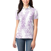 Hawaii Plumeria Lei Women Polo Shirt Aloha Festive Vibe - Amethyst LT7 - Polynesian Pride
