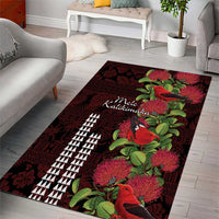 Hawaii Mele Kalikimaka Kakau Area Rug I'iwi Bird on Ohia Lehua LT7 - Polynesian Pride
