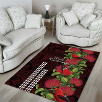 Hawaii Mele Kalikimaka Kakau Area Rug I'iwi Bird on Ohia Lehua LT7 - Polynesian Pride
