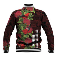 Hawaii Mele Kalikimaka Kakau Baseball Jacket I'iwi Bird on Ohia Lehua LT7 - Polynesian Pride