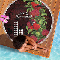 Hawaii Mele Kalikimaka Kakau Beach Blanket I'iwi Bird on Ohia Lehua LT7 - Polynesian Pride