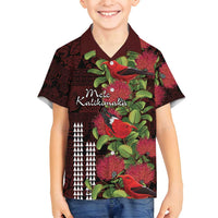 Hawaii Mele Kalikimaka Kakau Family Matching Summer Maxi Dress and Hawaiian Shirt I'iwi Bird on Ohia Lehua