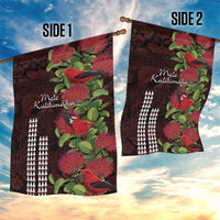 Hawaii Mele Kalikimaka Kakau Garden Flag I'iwi Bird on Ohia Lehua LT7 - Polynesian Pride