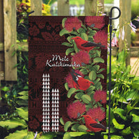 Hawaii Mele Kalikimaka Kakau Garden Flag I'iwi Bird on Ohia Lehua LT7 Garden Flag Black Red - Polynesian Pride