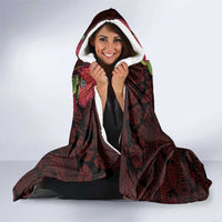 Hawaii Mele Kalikimaka Kakau Hooded Blanket I'iwi Bird on Ohia Lehua LT7 - Polynesian Pride