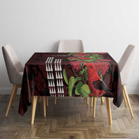 Hawaii Mele Kalikimaka Kakau Tablecloth I'iwi Bird on Ohia Lehua LT7 - Polynesian Pride