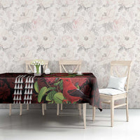 Hawaii Mele Kalikimaka Kakau Tablecloth I'iwi Bird on Ohia Lehua LT7 - Polynesian Pride