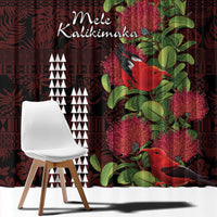 Hawaii Mele Kalikimaka Kakau Window Curtain I'iwi Bird on Ohia Lehua LT7 - Polynesian Pride