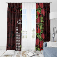 Hawaii Mele Kalikimaka Kakau Window Curtain I'iwi Bird on Ohia Lehua LT7 - Polynesian Pride