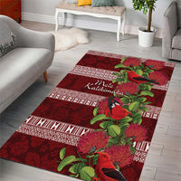 Hawaii Christmas Mele Kalikimaka Area Rug I'iwi Bird on Ohia Lehua LT7 - Polynesian Pride