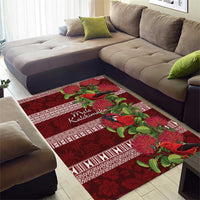 Hawaii Christmas Mele Kalikimaka Area Rug I'iwi Bird on Ohia Lehua LT7 - Polynesian Pride