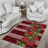 Hawaii Christmas Mele Kalikimaka Area Rug I'iwi Bird on Ohia Lehua LT7 - Polynesian Pride