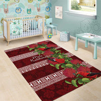 Hawaii Christmas Mele Kalikimaka Area Rug I'iwi Bird on Ohia Lehua LT7 - Polynesian Pride