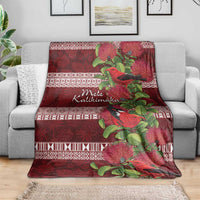 Hawaii Christmas Mele Kalikimaka Blanket I'iwi Bird on Ohia Lehua LT7 - Polynesian Pride