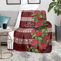 Hawaii Christmas Mele Kalikimaka Blanket I'iwi Bird on Ohia Lehua LT7 - Polynesian Pride