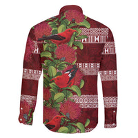 Hawaii Christmas Mele Kalikimaka Family Matching Tank Maxi Dress and Hawaiian Shirt I'iwi Bird on Ohia Lehua LT7 - Polynesian Pride